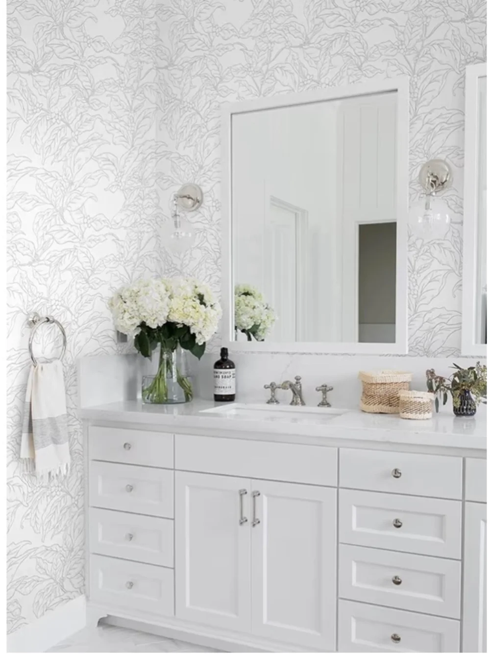 New Gray Floral Peel & Stick Adhesive Removable Wallpaper 17.3